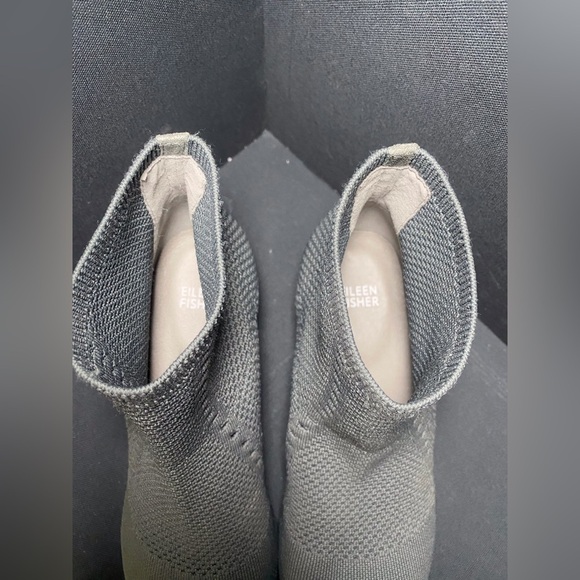 Eileen Fisher Purl Recycled Stretch Knit Bootie Graphite W10 - Picture 8 of 9